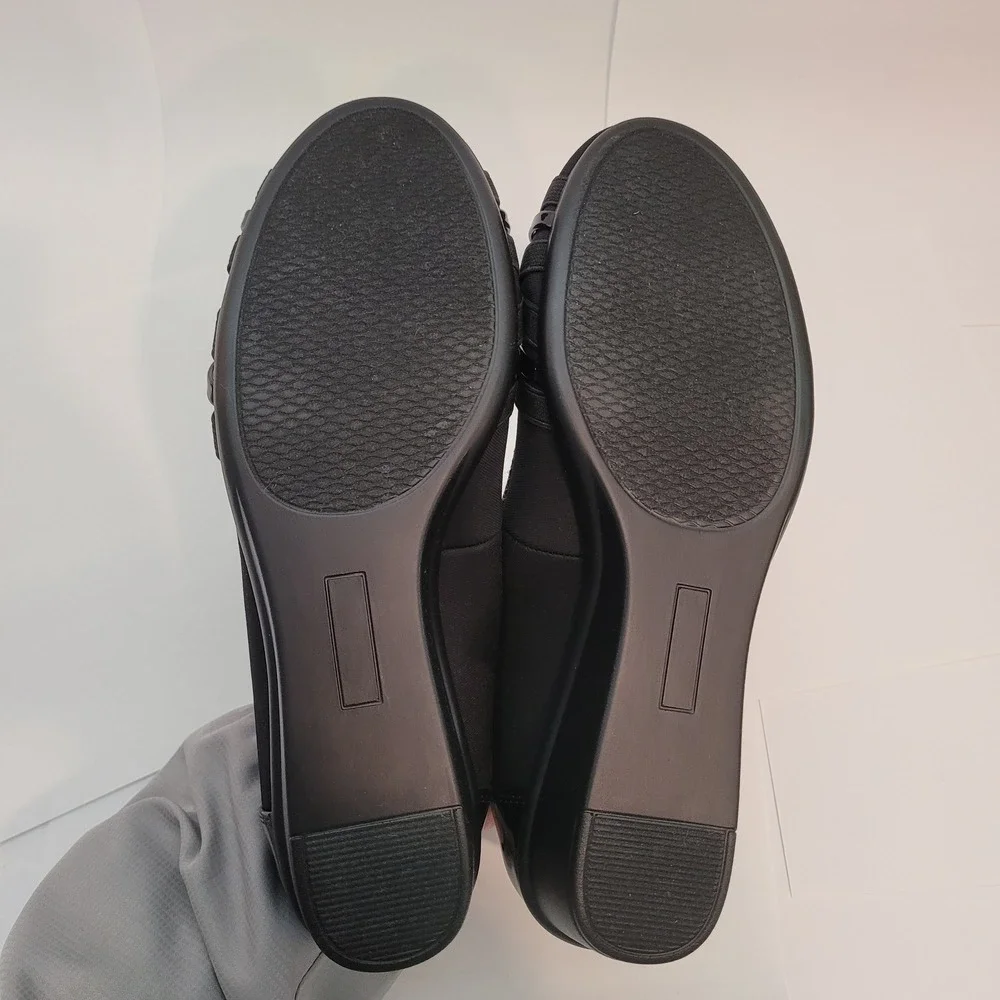 Mountain‎ Sole MS Ballet WW Women Black Low Wedge Wide Width Shoes 8W 674946354